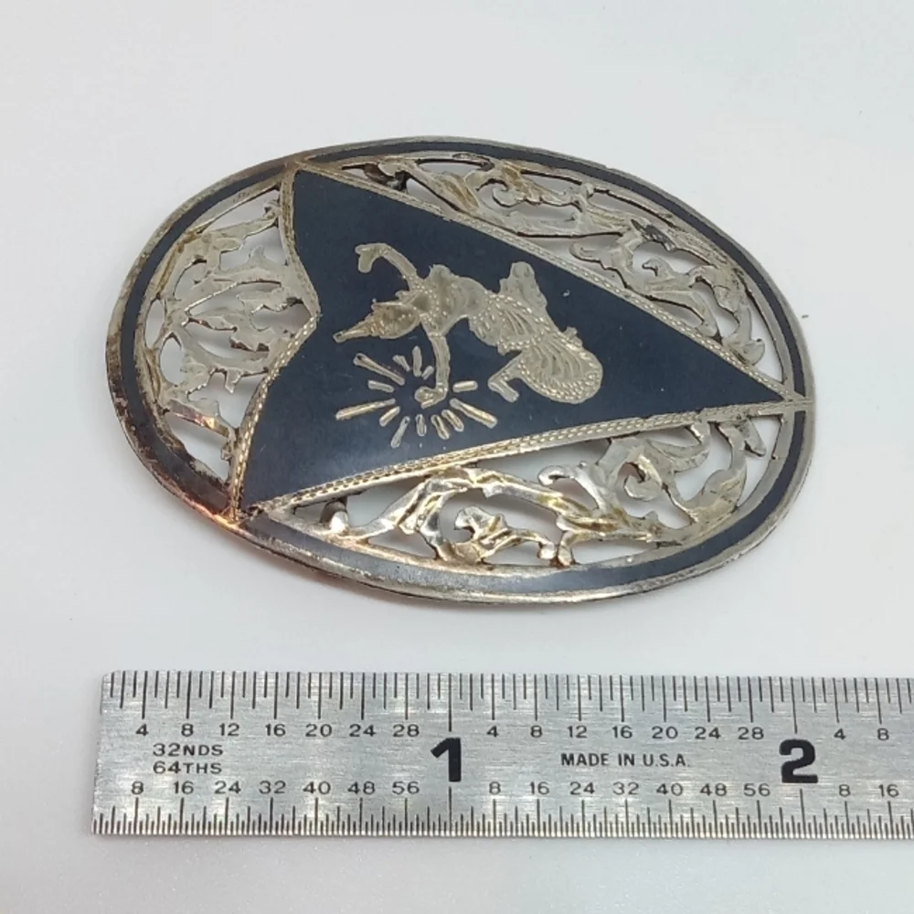 * vintage Siam Sterling Silver Niello pin or pendant style brooch